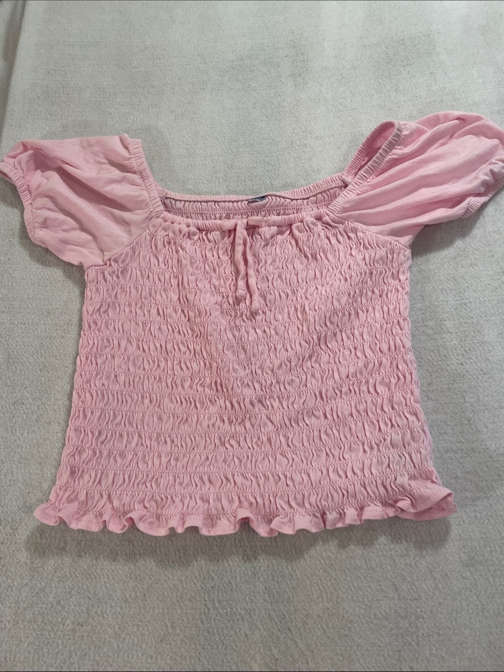 Source Unknown Light Pink Smocked Off-Shoulder Tank Top